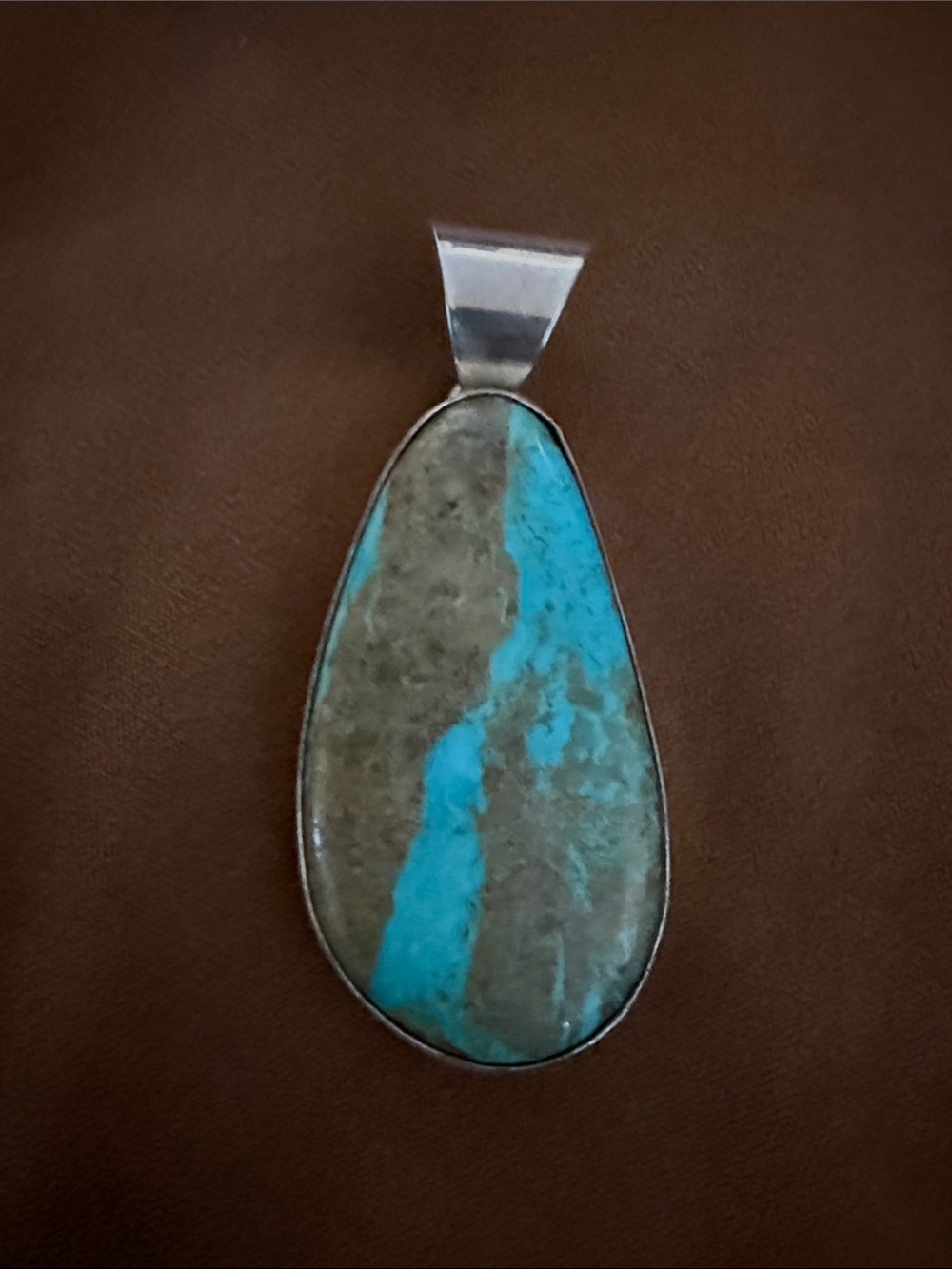 Chimney Butte #8 Mine Turquoise Stone Teardrop Pendant